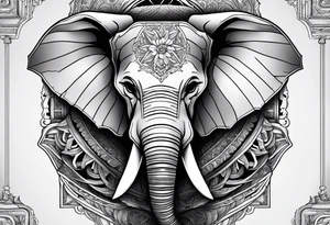 Skull with elephant, whale, rhino tattoo idea