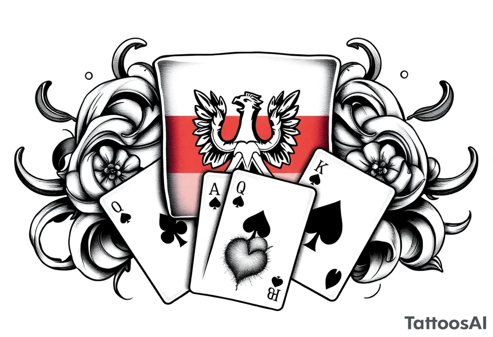 Poland symbol and poker cards Add casino money to it. tattoo idea