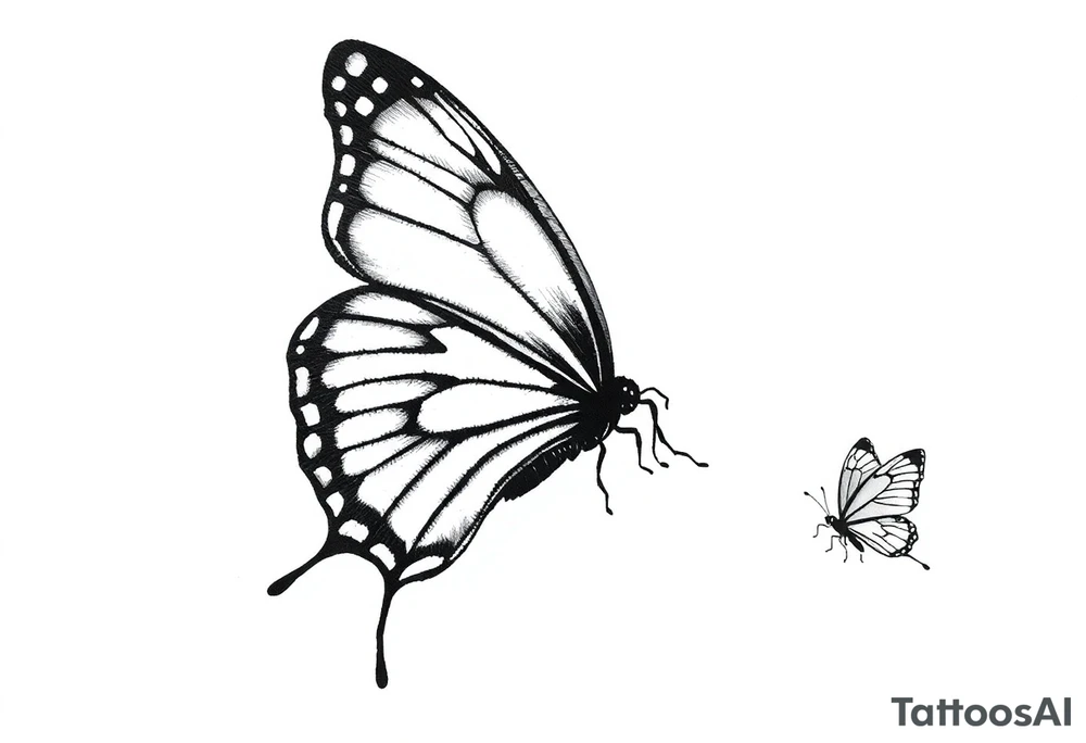 close up Bleeding butterfly and a second one and his placement is right and down from the first one tattoo idea