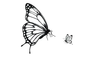 close up Bleeding butterfly and a second one and his placement is right and down from the first one tattoo idea