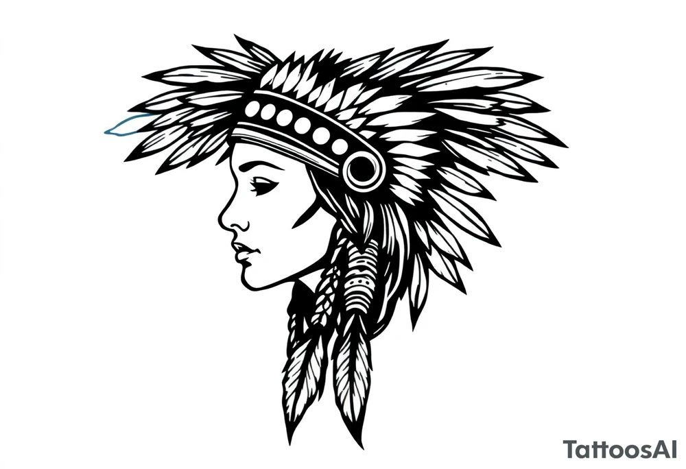 Female Native American no headdress tattoo idea