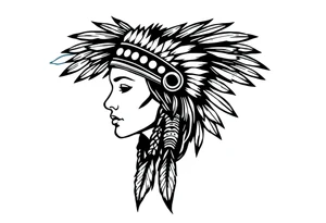 Female Native American no headdress tattoo idea