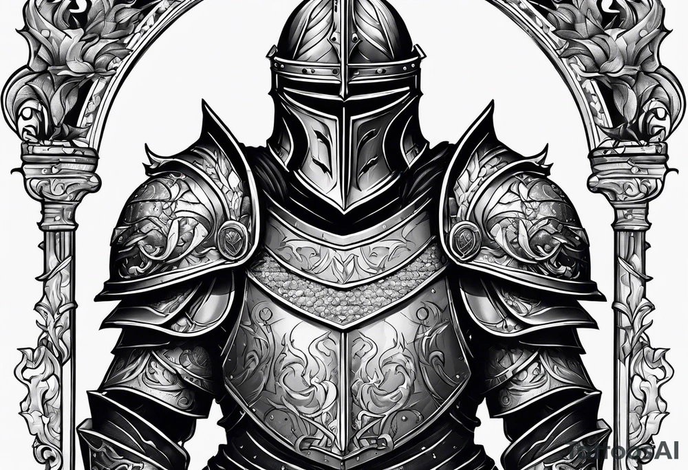 knight heavy armor surrounded tattoo idea