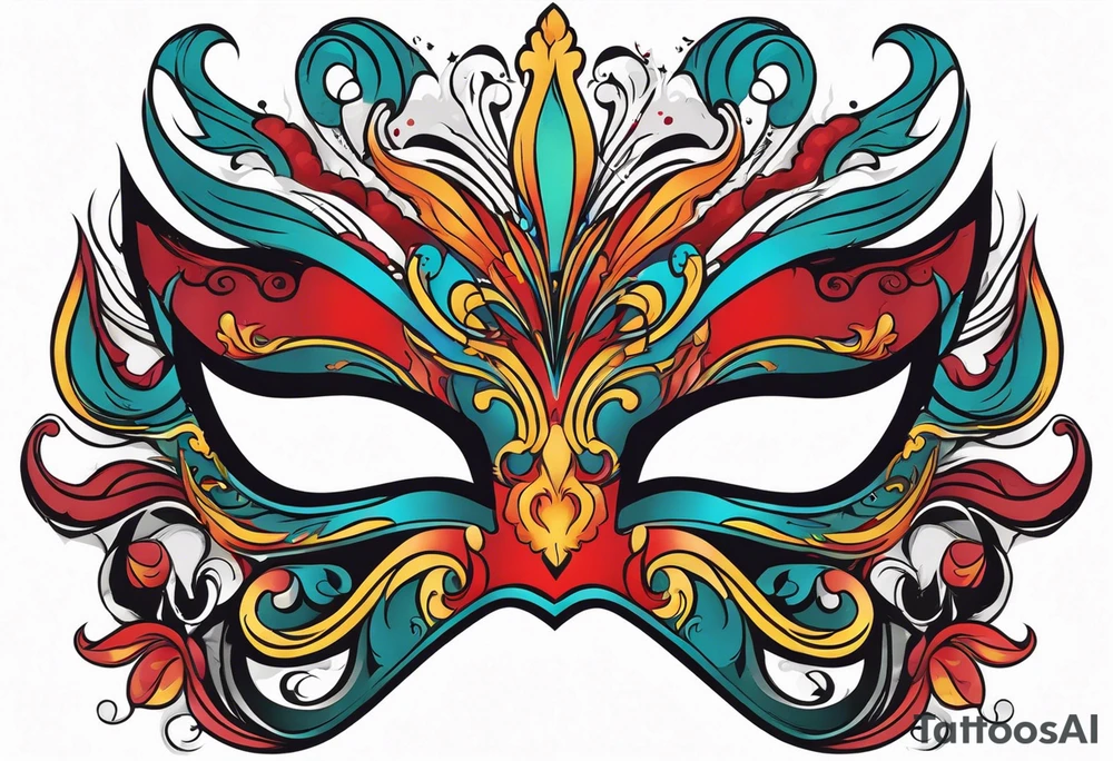 Male masquerade mask with red smoke tattoo idea