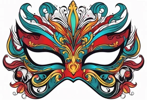 Male masquerade mask with red smoke tattoo idea