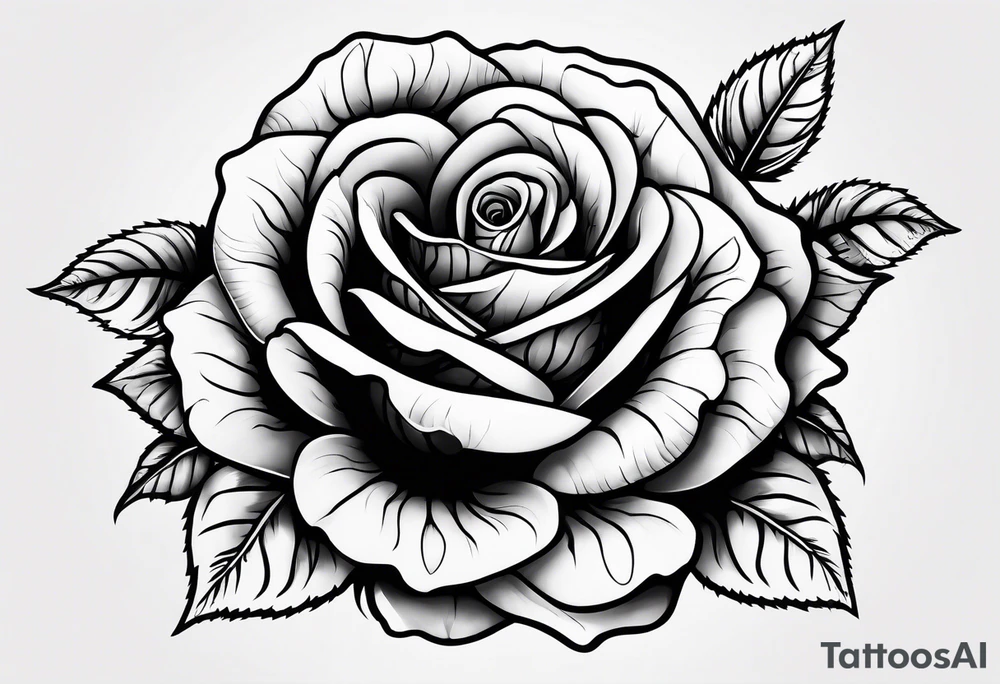 Black rose with strings tattoo idea