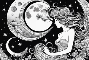 Pisces in a full moon tattoo idea