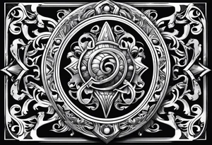 shield shadowy figures inside tattoo idea