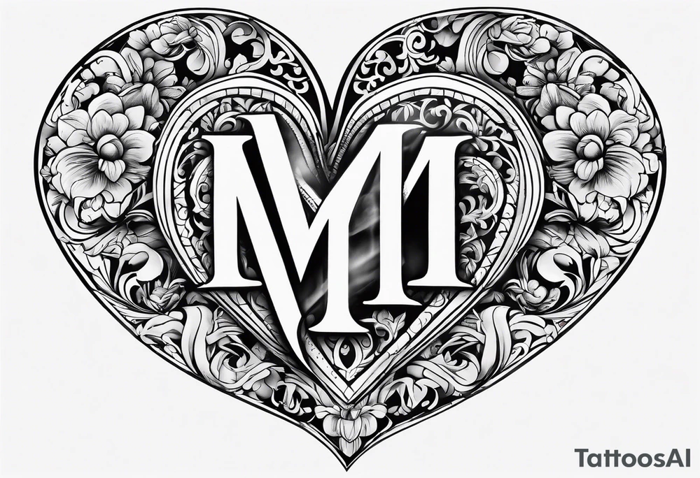 Simple Heart with the letters M&S inside tattoo idea