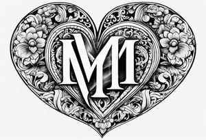 Simple Heart with the letters M&S inside tattoo idea
