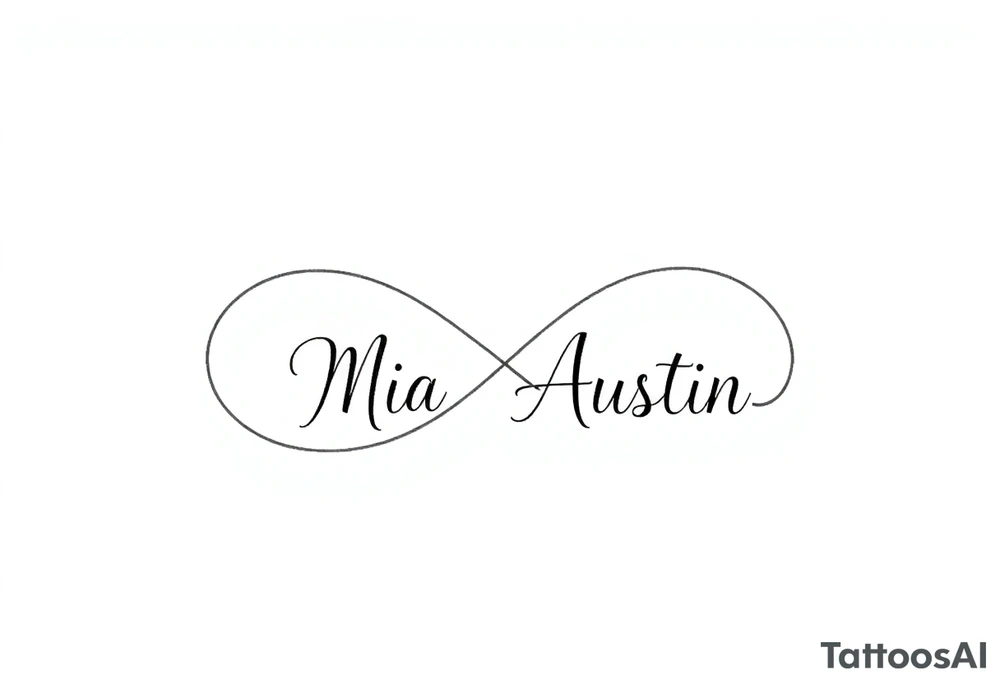 Infinity symbol with the name's Mia and Austin tattoo idea