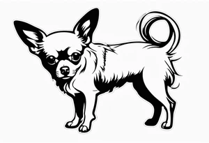 chihuahua long haired tattoo idea