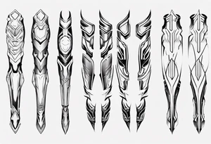 Futuristic leg armor tattoo idea