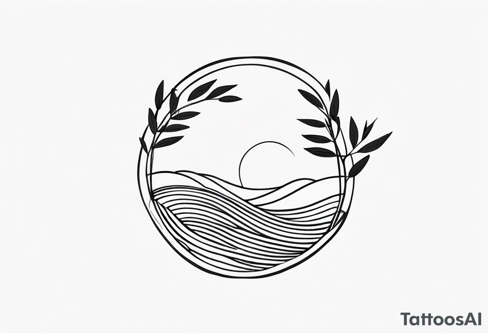 Olive branch around the waves tattoo idea