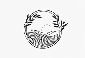 Olive branch around the waves tattoo idea