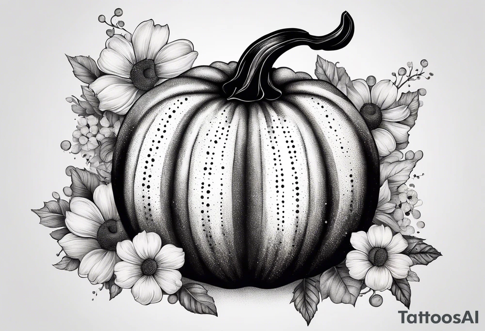 pumpkin with flowers tattoo idea