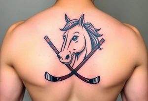 Horse with hockey sticks tattoo idea