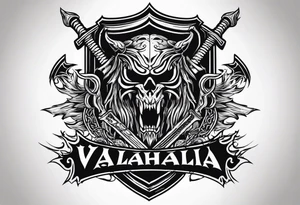 Valhalla flames sword shield barb wire tattoo idea