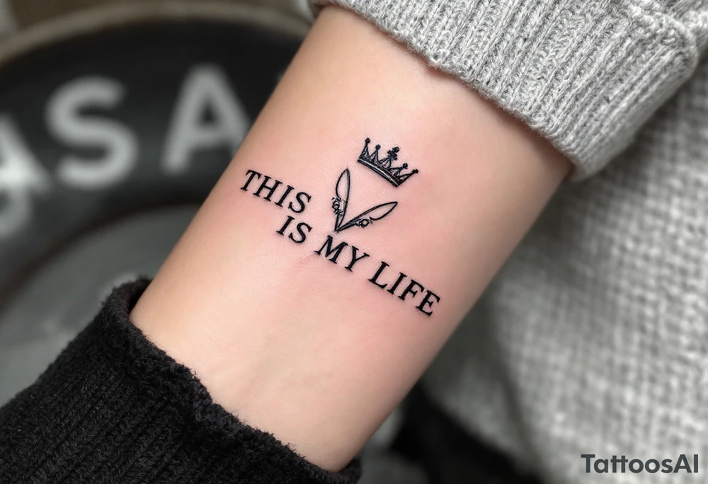 Barber pole crown scissors 
           THIS IS MY LIFE tattoo idea