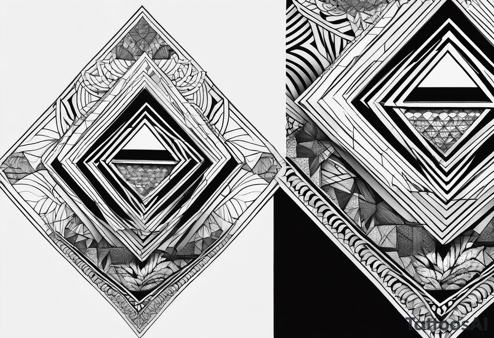 Geometric lace triangle tattoo idea