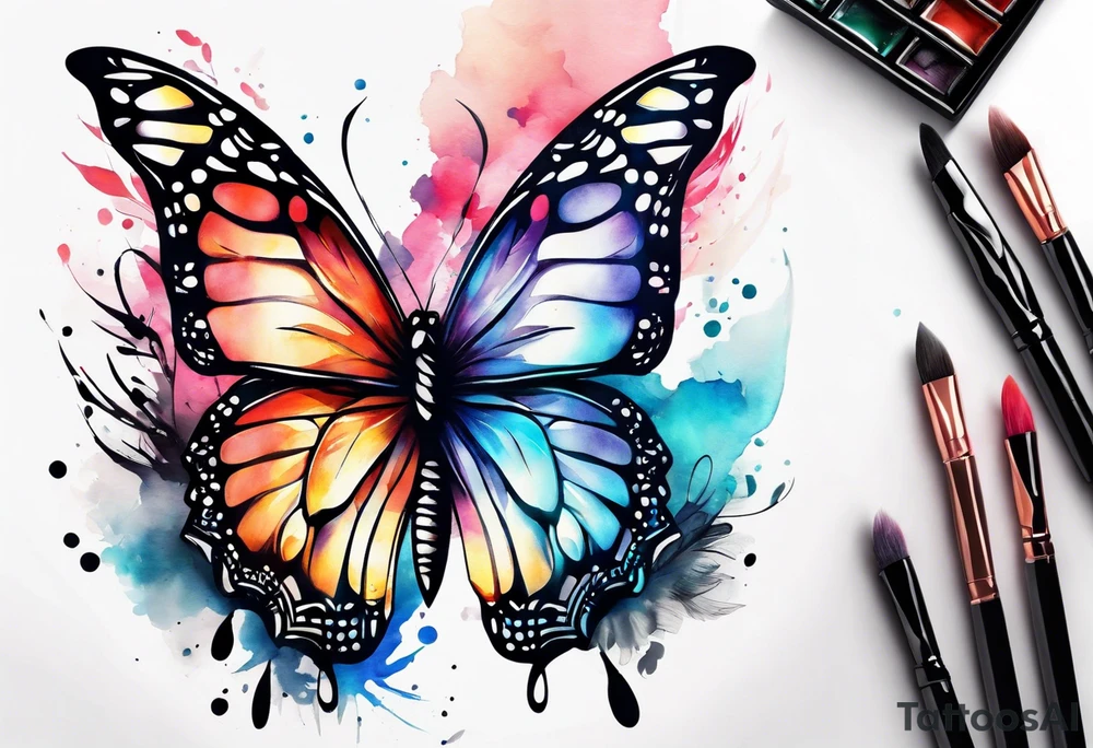Butterfly with one Angel wing tattoo idea