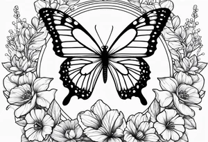 November, December, June birth flowers, butterfly, suicide awareness tattoo idea