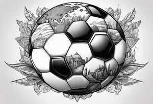 Soccer ball with the world is yours hovering tattoo idea