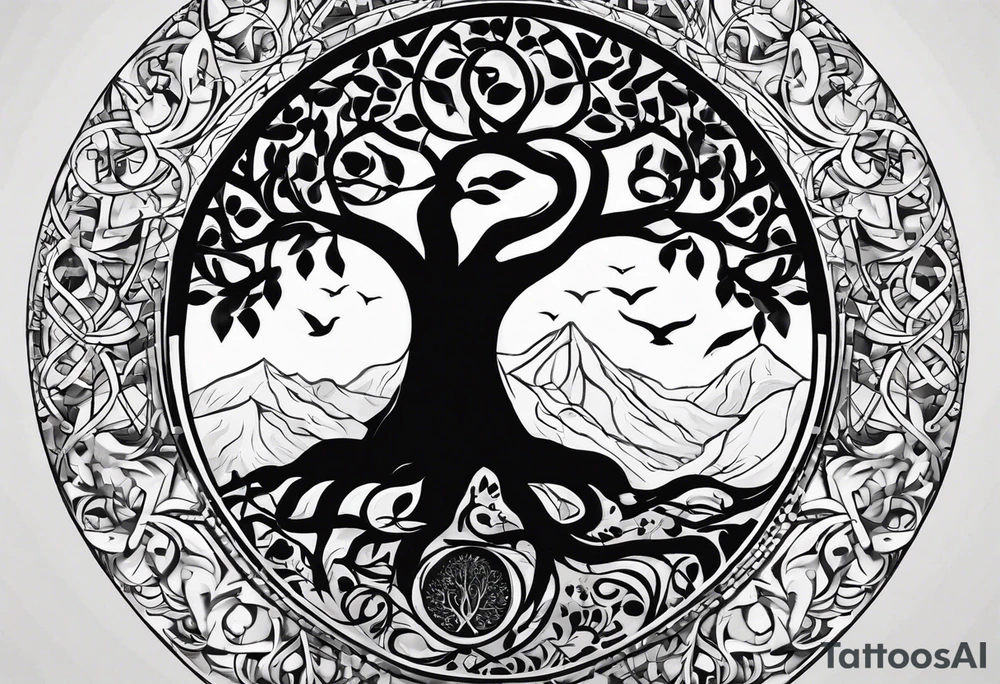 A Tree of Life in a circular design. The Dates 12.02.1985 and 21.02.1987 should be part of the tattoo, too. tattoo idea