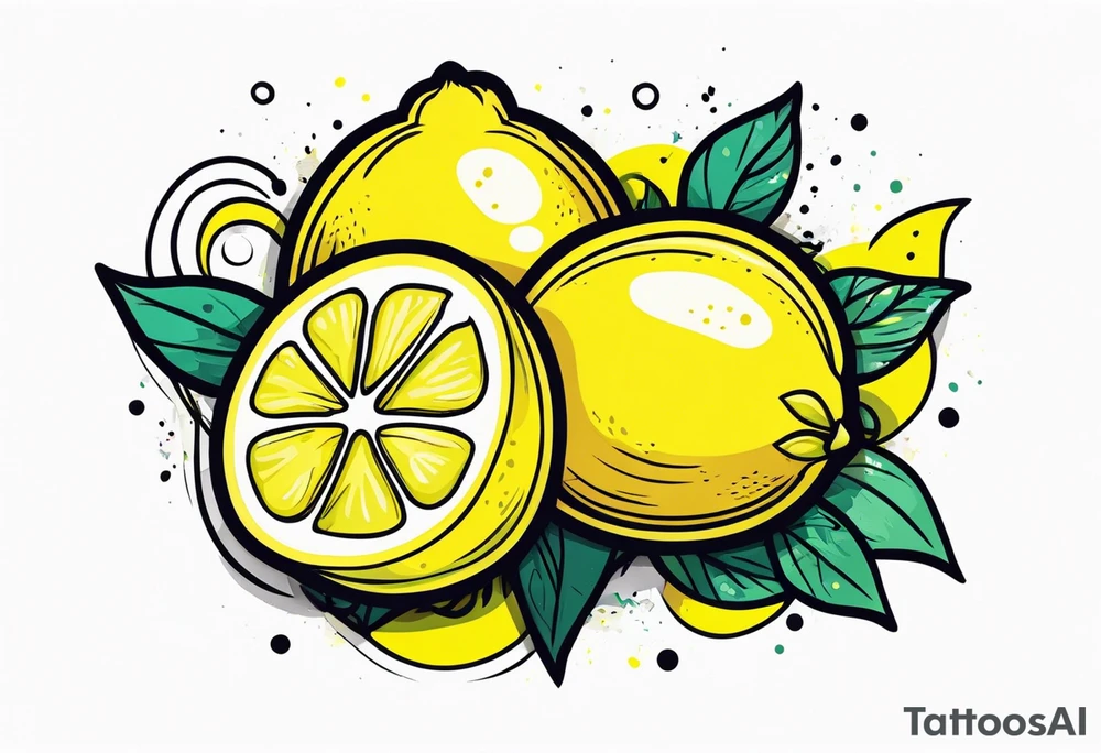 a combination between a lemon and a cat paw tattoo idea