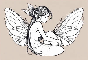 A fairy with a tail hugging herself tattoo idea