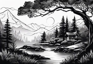Bäume silhouette tattoo idea