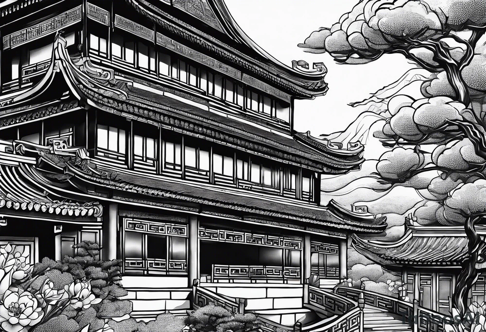 Chinese wall, realistic, art, fine line tattoo idea
