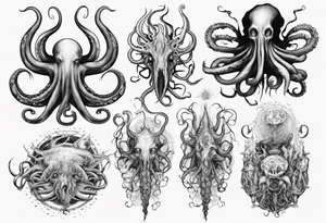 lovecraft mythe long tattoo 
with lot of tentacle tattoo idea