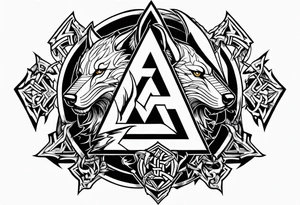 Sword shield dragon Valhalla valknut bear wolf tattoo idea