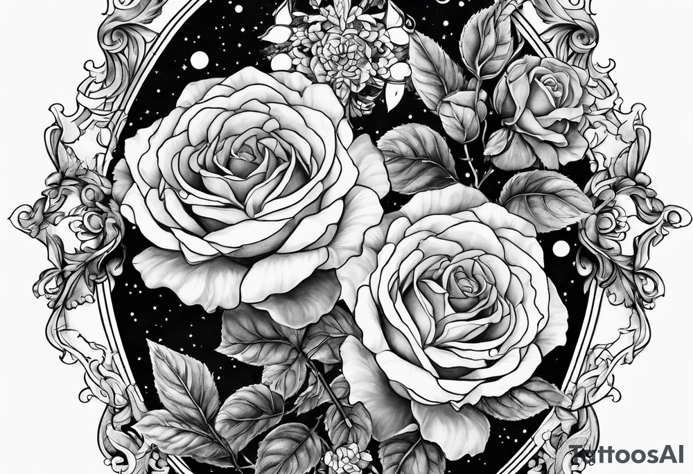 Gemini constellation made of roses tattoo idea