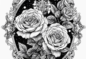 Gemini constellation made of roses tattoo idea
