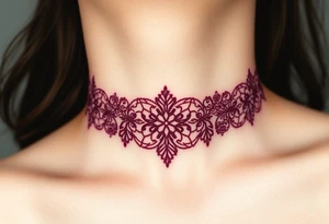 A deep burgundy lace bracelet, softly fading into a watercolor effect, symbolizing love and passion tattoo idea