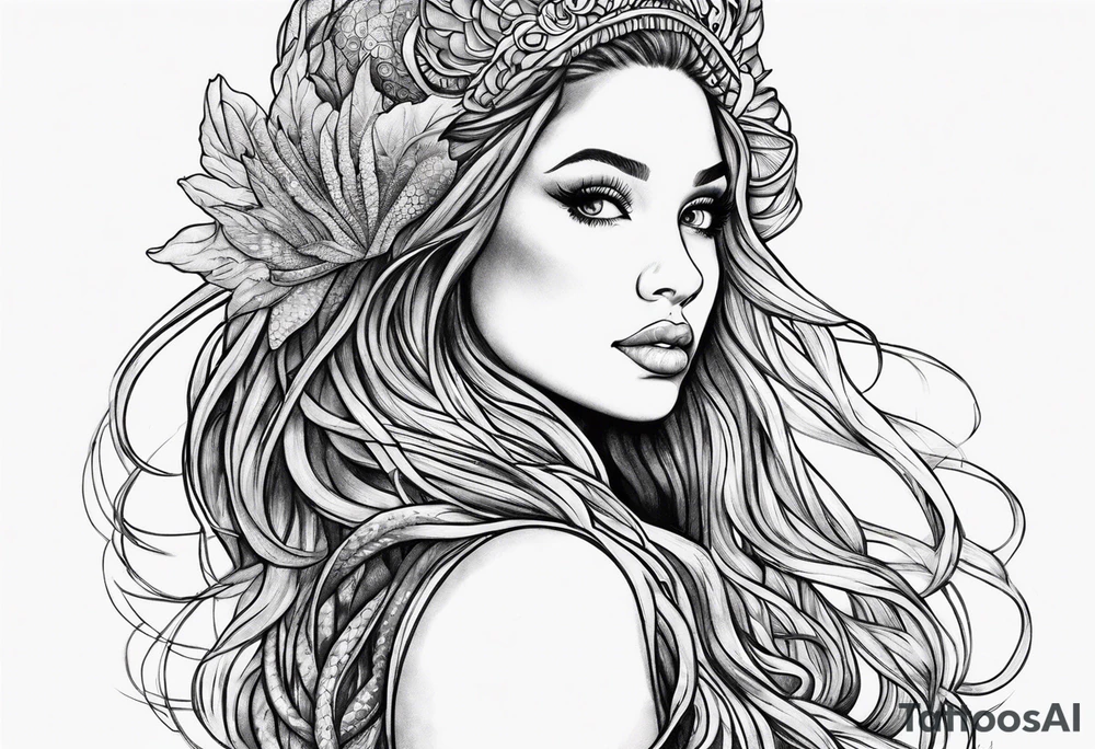 Mermaid dreadlocks tattoo idea