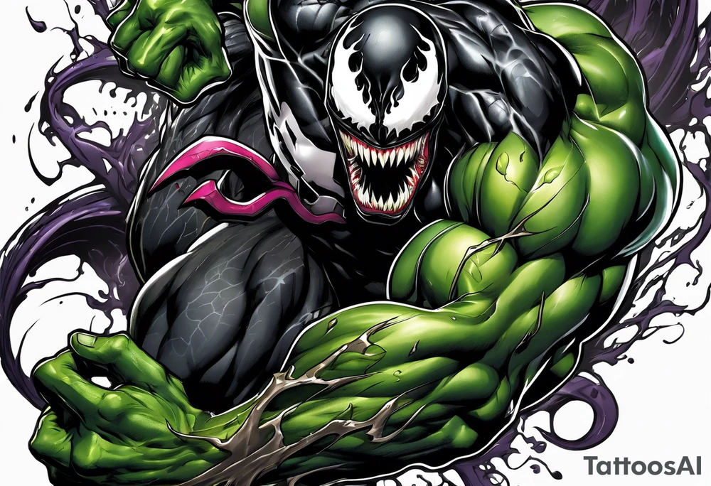 venom symbiote  merged with the hulk tattoo idea