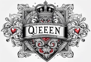queen of hearts -on forearm - with text saying "queen starleen" tattoo idea