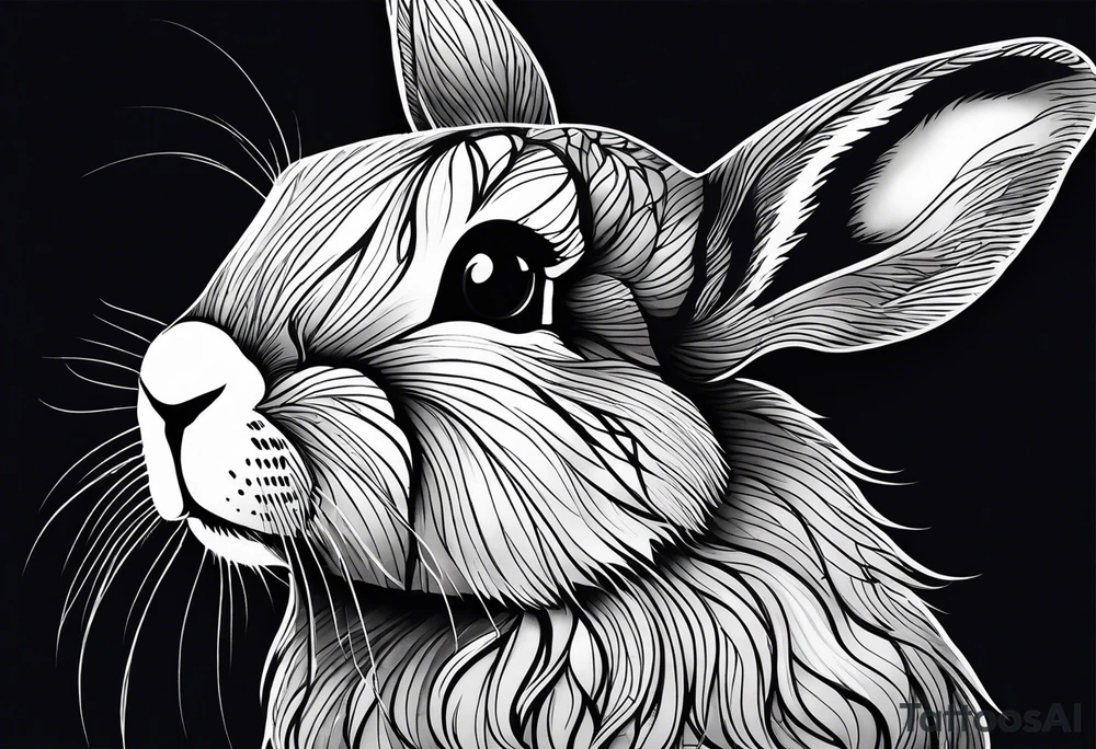 Bunny rabbit with Kirsty R written underneath tattoo idea