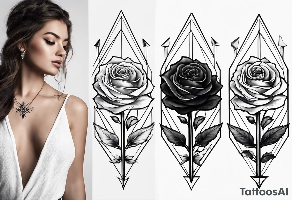 five arrows and a single rose tattoo idea