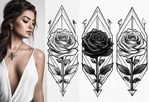 five arrows and a single rose tattoo idea