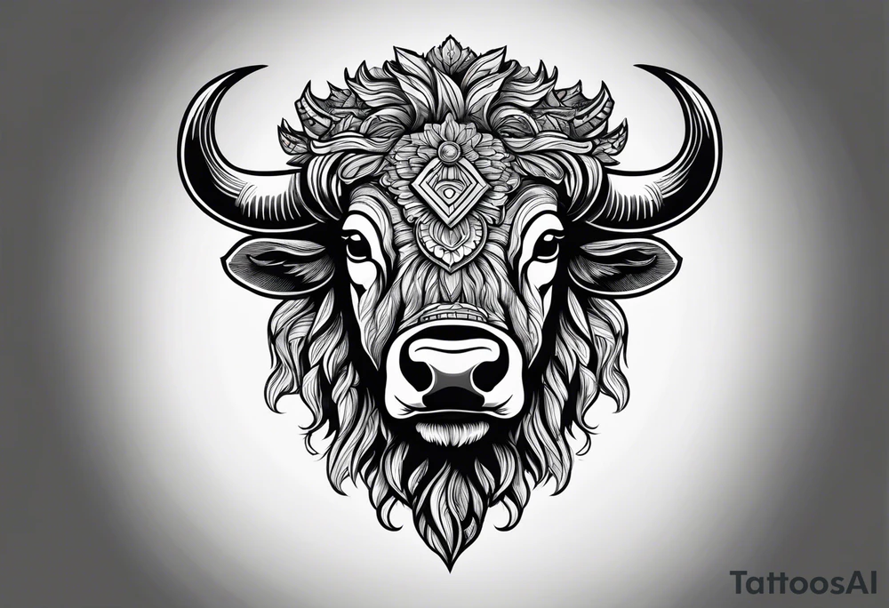 Bison head outline tattoo idea