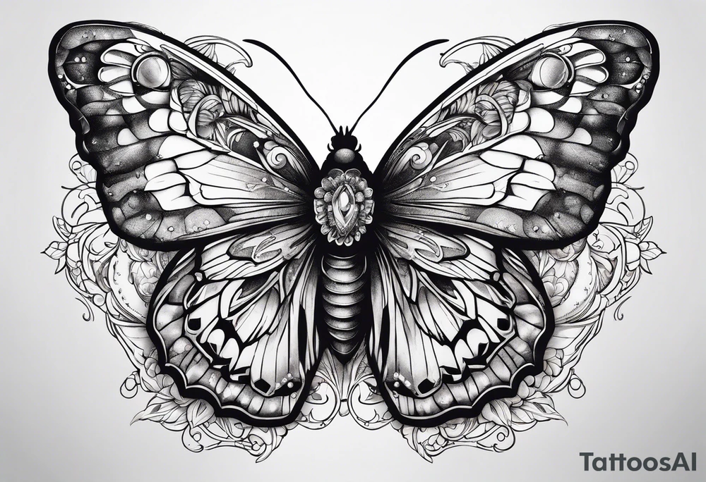 dainty, moth tattoo idea