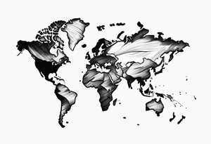 world globe map blowing up in one corner tattoo idea