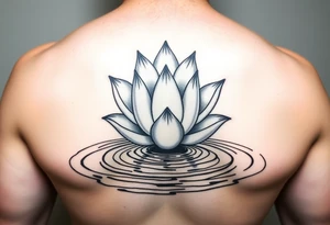 serene lotus flower emerging from sacred waters with ripples tattoo idea