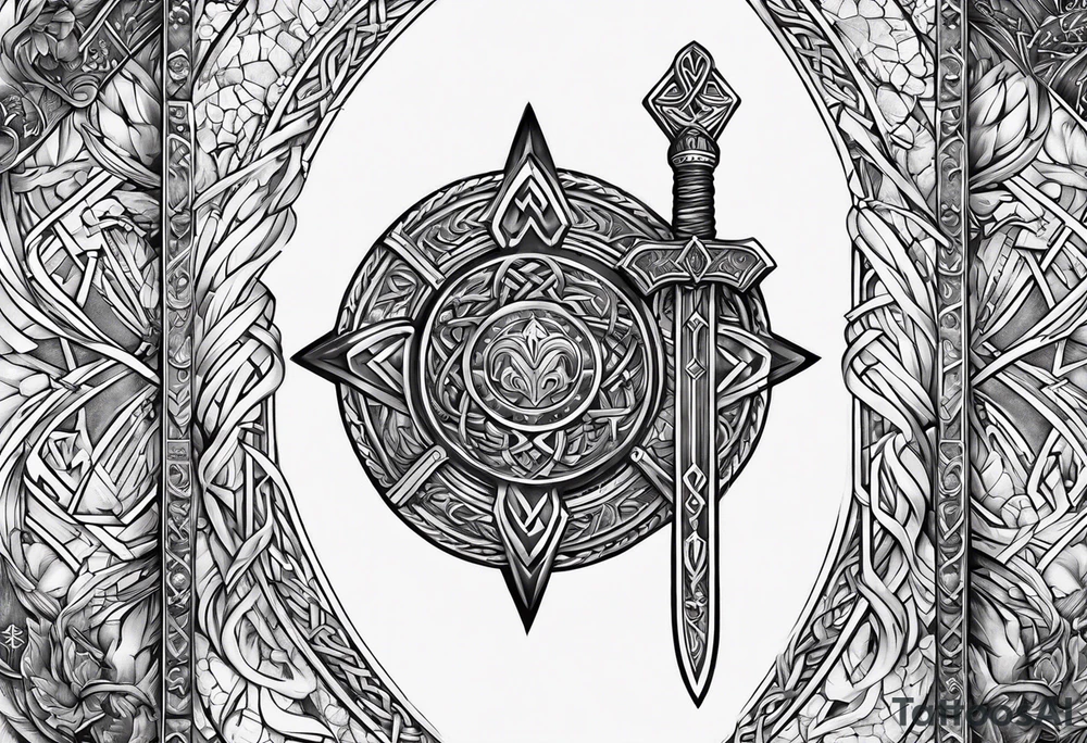 Sword Viking jewel rune tattoo idea