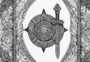 Sword Viking jewel rune tattoo idea