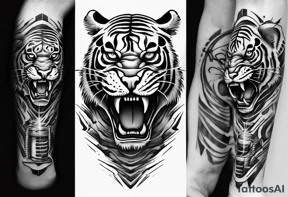 Electricity Tiger forearm tattoo tattoo idea